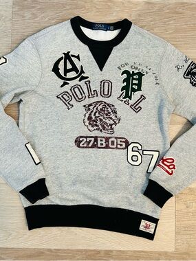 Rare Polo Ralph Lauren Patch/Graphic Crew Neck Sweatshirt